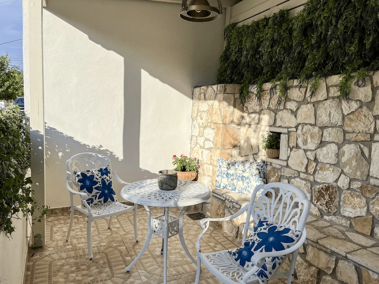 Private courtyard at Blue Flower House Fiscardo